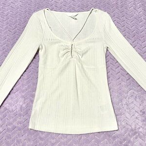 H&M White Long Sleeve Top